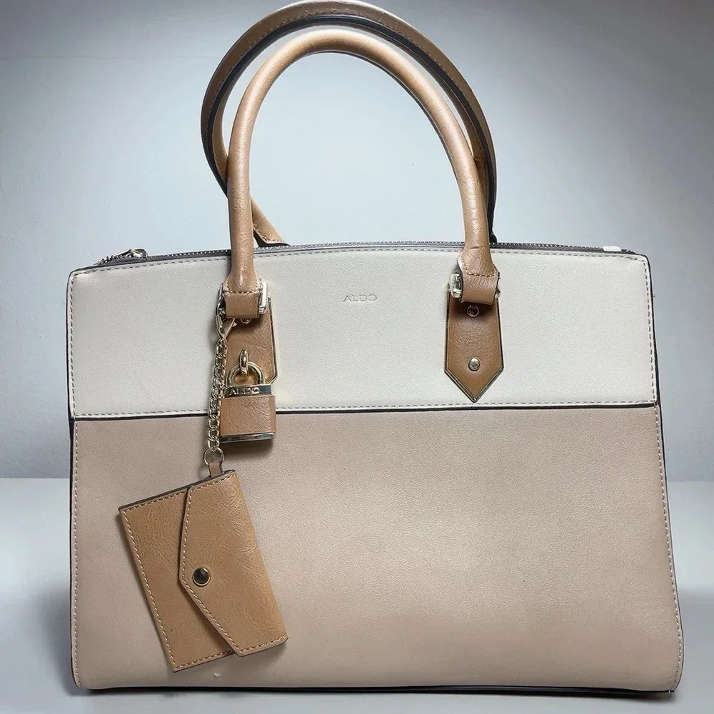 Aldo Retriever Tote Bag Faux Leather Camel Color